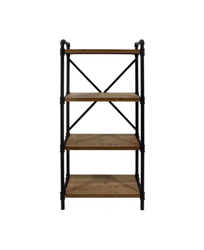 Noble House Greenwood Industrial 4 Shelf Firwood Bookcase In Antique Brown