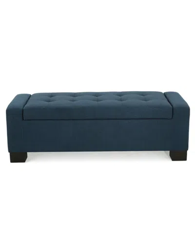 Noble House Guernsey Storage Ottoman In Dark Blue