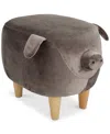 Noble House Hayden Velvet Pig Ottoman In Grey