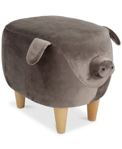 Noble House Hayden Velvet Pig Ottoman In Grey