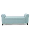 Noble House Hayes Contemporary Upholstered Storage Ottoman Bench With Rolled Arms In Light Blue