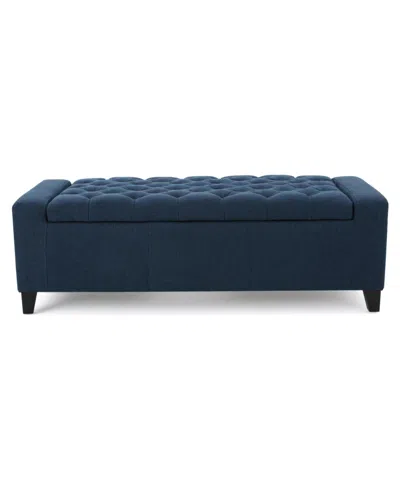 Noble House Hikaru Storage Ottoman In Dark Blue