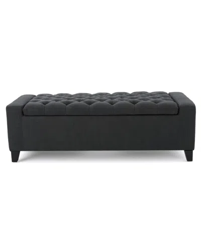 Noble House Hikaru Storage Ottoman In Dark Gray