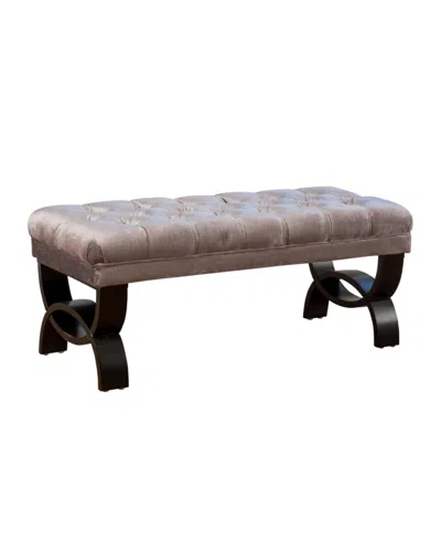 Noble House Hilton Contemporary Button-tufted Ottoman Bench In Dark Gray