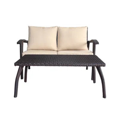 Noble House Honolulu Outdoor 2pc Wicker Seating Set In Beige