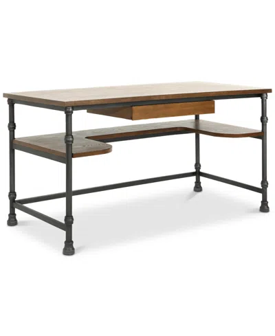 Noble House Jackson Industrial Faux Ash Wood Overlay Desk In Dark Brown