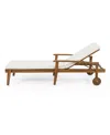 Noble House Jason Outdoor Chaise Lounge With Water Resistant Cushion In Cream