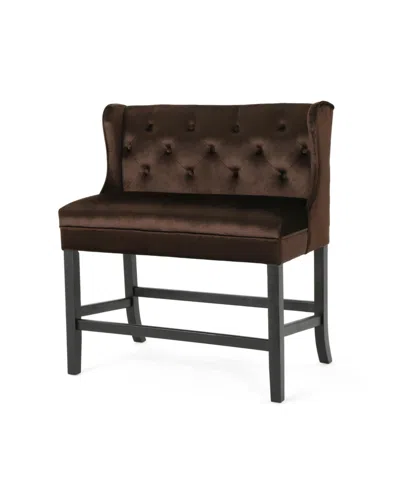 Noble House Jenna Winged Tufted Barstool In Beige