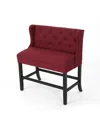 Noble House Jenna Winged Tufted Barstool In Red