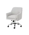 Noble House Johnson Mid Century Modern Fabric Home Office Chair With Chrome Base In Beige