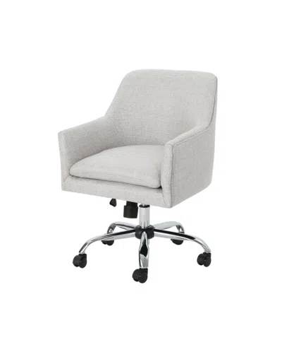 Noble House Johnson Mid Century Modern Fabric Home Office Chair With Chrome Base In Beige