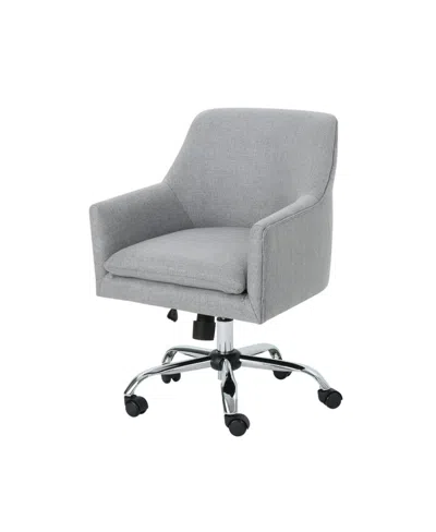 Noble House Johnson Mid Century Modern Fabric Home Office Chair With Chrome Base In Gray