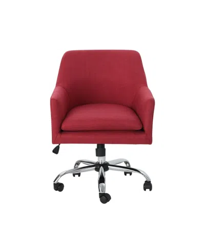 Noble House Johnson Mid Century Modern Fabric Home Office Chair With Chrome Base In Red
