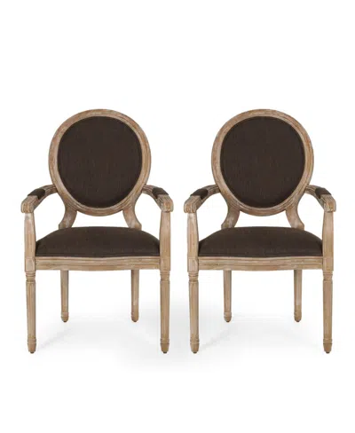 Noble House Judith French Country Wood Upholstered Dining Chair Set, 2 Piece In Natural