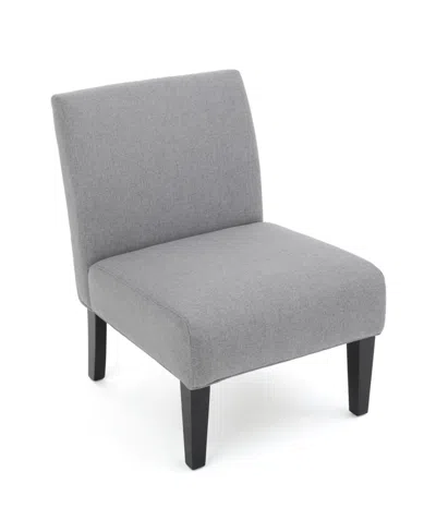 Noble House Kassi Contemporary Fabric Slipper Accent Chair In Gray