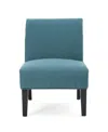 Noble House Kassi Contemporary Fabric Slipper Accent Chair In Teal