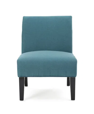 Noble House Kassi Contemporary Fabric Slipper Accent Chair In Teal