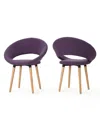Noble House Keegan Muted Fabric Modern Dining Chair Set, 2 Piece In Purple