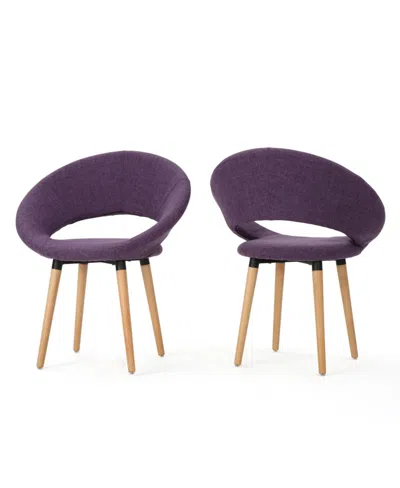 Noble House Keegan Muted Fabric Modern Dining Chair Set, 2 Piece In Purple