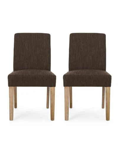 Noble House Kuna Contemporary Upholstered Dining Chair Set, 2 Piece In Brown