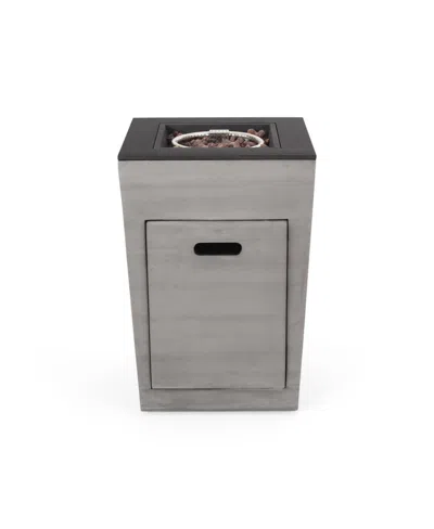 Noble House Langton Outdoor Modern Fire Column In Dark Gray
