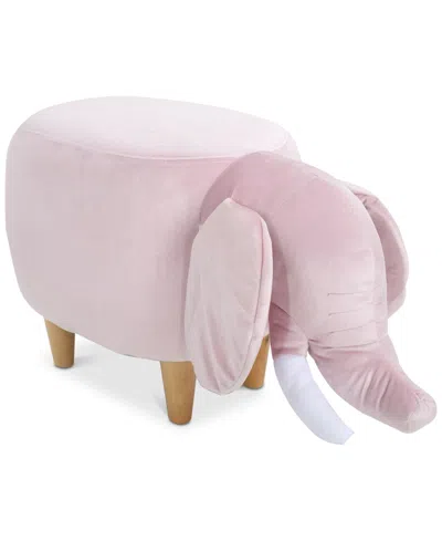 Noble House Lauren Velvet Elephant Ottoman In Pink