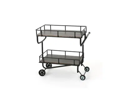 Noble House Logan Industrial Bar Cart In Brown