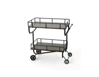 Noble House Logan Industrial Bar Cart In Grey