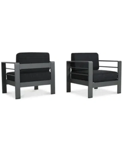 Noble House Madrid Outdoor Club Chairs (set Of 2) In Grey