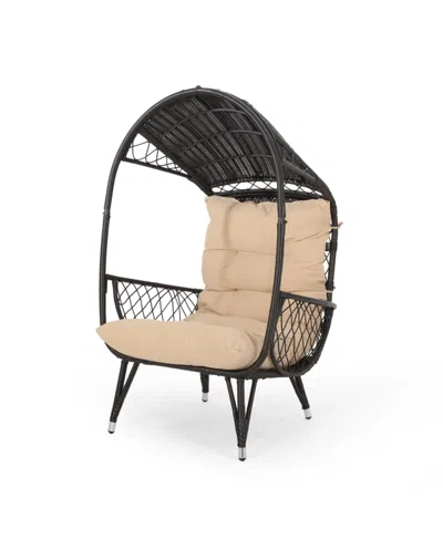 Noble House Malia Outdoor Standing Basket Chair With Cushion In Tan