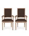 Noble House Maria French Country Wood Upholstered Dining Chair Set, 2 Piece In Brown