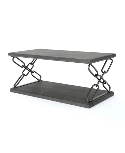 Noble House Milah Industrial Faux Wood Coffee Table In Grey