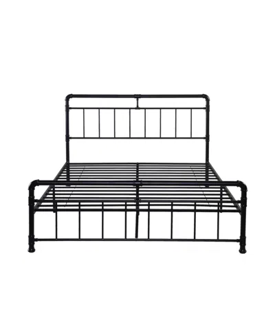 Noble House Mowry Minimal Industrial Queen Bed Frame In Flat Black