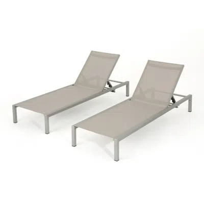 Noble House Navan Outdoor Chaise (set Of 2) In Grey
