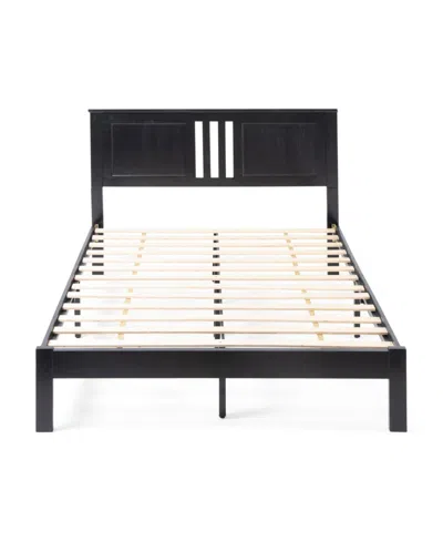 Noble House Norland Modern Farmhouse Acacia Wood Bed Platform, Queen In Black
