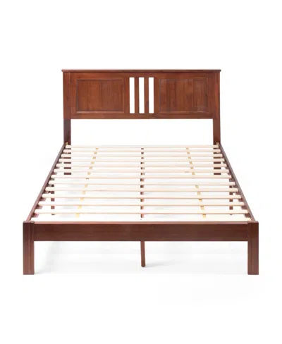 Noble House Norland Modern Farmhouse Acacia Wood Bed Platform, Queen In Brown