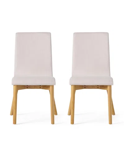 Noble House Orrin Oak Finish Dining Chair Set, 2 Piece In Beige