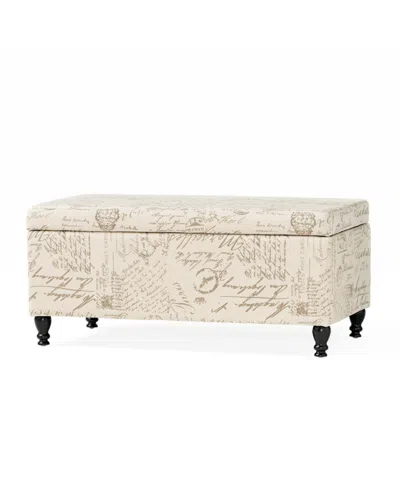 Noble House Parisian Storage Ottoman In French Script