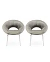 Noble House Paschall Modern Glam Velvet Accent Chairs Set, 2 Piece In Gray