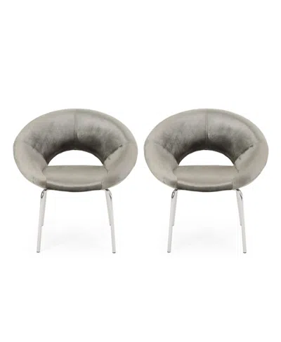 Noble House Paschall Modern Glam Velvet Accent Chairs Set, 2 Piece In Gray