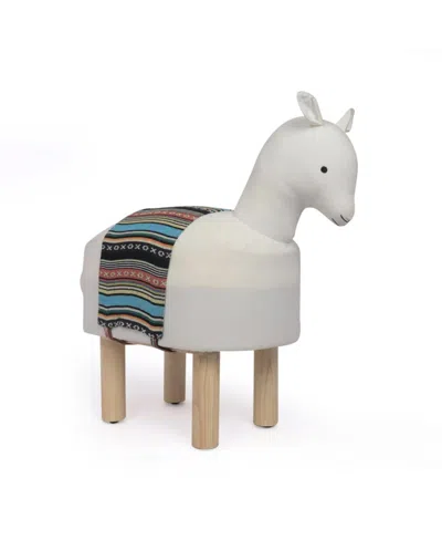 Noble House Patton Handcrafted Contemporary Kids Llama Ottoman In White