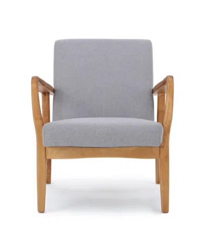 Noble House Perseus Fabric Club Chair In Light Gray