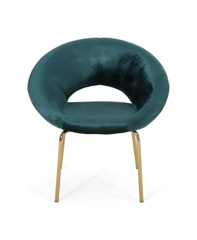 Noble House Pincay Modern Glam Accent Chair In Teal
