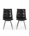 Noble House Pineview Contemporary Tufted Dining Chairs With Toothpick Legs Set, 2 Piece In Black