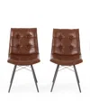 Noble House Pineview Contemporary Tufted Dining Chairs With Toothpick Legs Set, 2 Piece In Brown
