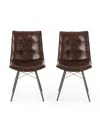 Noble House Pineview Contemporary Tufted Dining Chairs With Toothpick Legs Set, 2 Piece In Dark Brown