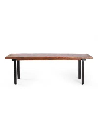 Noble House Pisgah Handcrafted Modern Industrial Wood Dining Bench In Brown