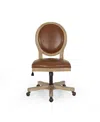 Noble House Pishkin French Country Upholstered Swivel Office Chair In Brown