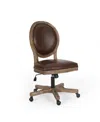 Noble House Pishkin French Country Upholstered Swivel Office Chair In Dark Brown