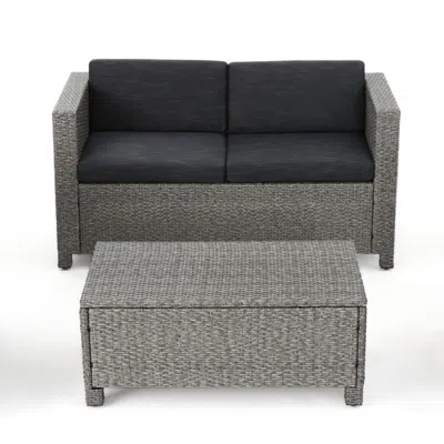 Noble House Puerta Outdoor 2pc Seating Set In Black